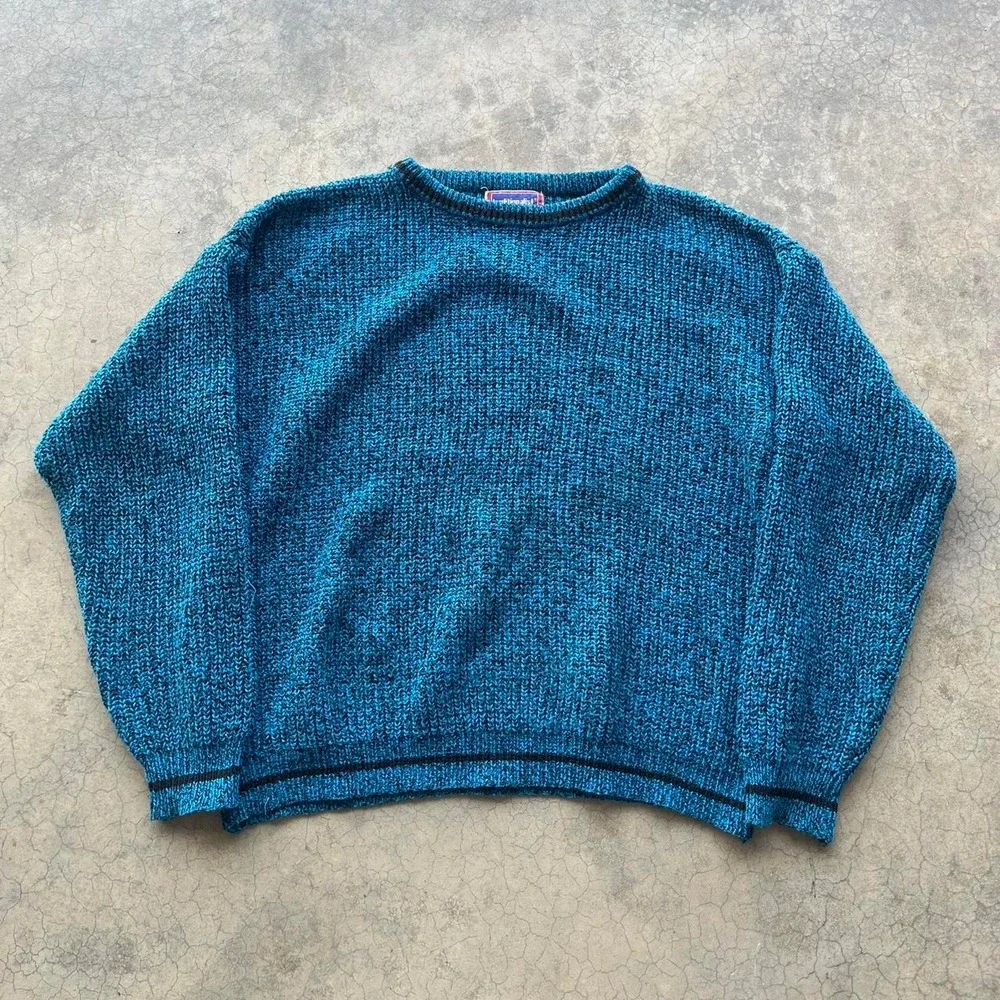 Vintage traditionalist blue knit sweater